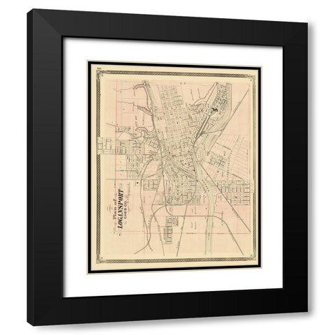Logansport Indiana Landowner - Baskin 1876 Black Modern Wood Framed Art Print with Double Matting by Baskin