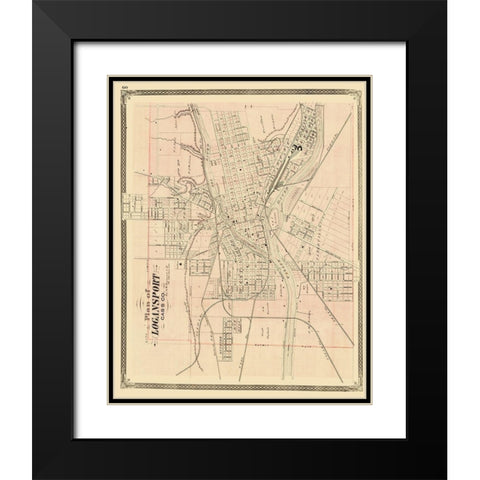 Logansport Indiana Landowner - Baskin 1876 Black Modern Wood Framed Art Print with Double Matting by Baskin
