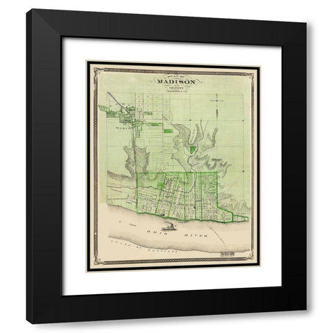 Madison Indiana Landowner - Baskin 1876 Black Modern Wood Framed Art Print with Double Matting by Baskin