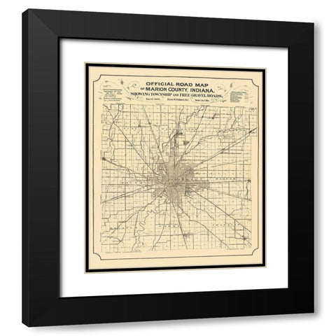 Marion Indiana - Palmer 1905 Black Modern Wood Framed Art Print with Double Matting by Palmer