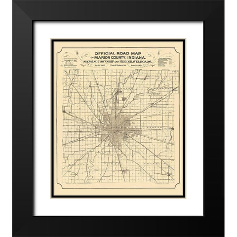 Marion Indiana - Palmer 1905 Black Modern Wood Framed Art Print with Double Matting by Palmer