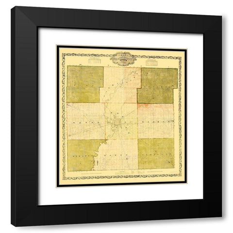 Marion Indiana Landowner - Wallace 1855 Black Modern Wood Framed Art Print with Double Matting by Wallace