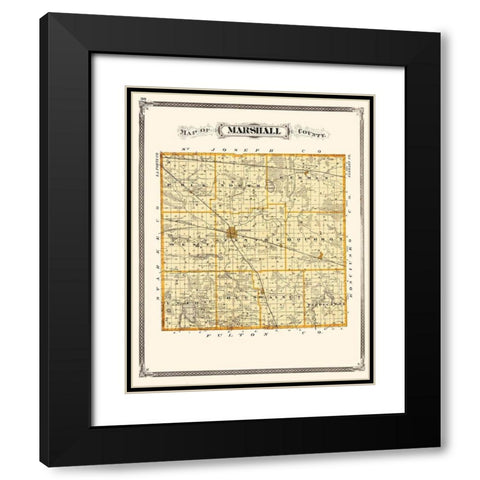 Marshall Indiana Landowner - Baskin 1876 Black Modern Wood Framed Art Print with Double Matting by Baskin