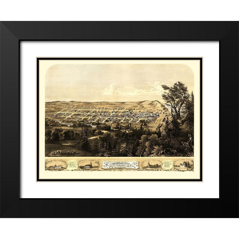 Michigan City Indiana - Ruger 1869 Black Modern Wood Framed Art Print with Double Matting by Ruger