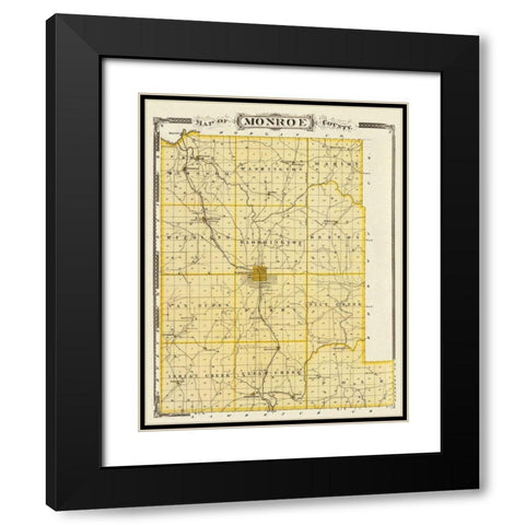 Monroe Indiana Landowner - Andreas 1876 Black Modern Wood Framed Art Print with Double Matting by Andreas