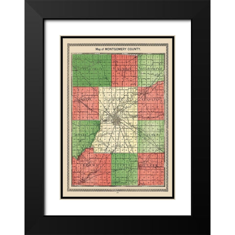 Montgomery Indiana - Hoffman 1898 Black Modern Wood Framed Art Print with Double Matting by Hoffman