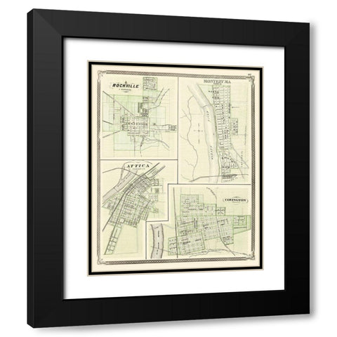 Rockville, Montezuma, Attica, Covington Indiana Black Modern Wood Framed Art Print with Double Matting by Baskin