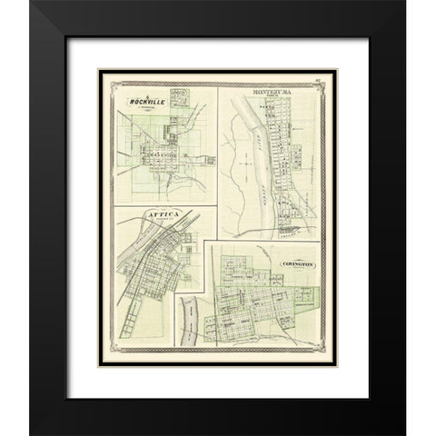 Rockville, Montezuma, Attica, Covington Indiana Black Modern Wood Framed Art Print with Double Matting by Baskin
