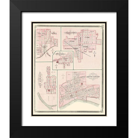 Mount Vernon New Harmony Princeton Patoka Indiana Black Modern Wood Framed Art Print with Double Matting by Baskin