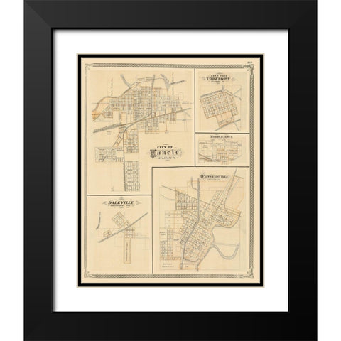 Muncie, Yorktown, Daleville, Middletown Indiana Black Modern Wood Framed Art Print with Double Matting by Baskin