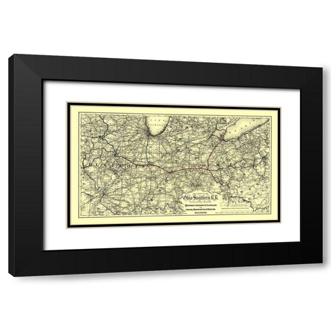 Ohio Southern Railroad - Colton 1881 Black Modern Wood Framed Art Print with Double Matting by Colton