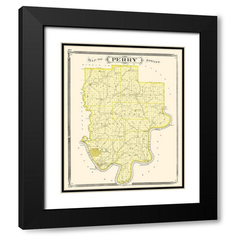 Perry Indiana - Baskin 1876 Black Modern Wood Framed Art Print with Double Matting by Baskin