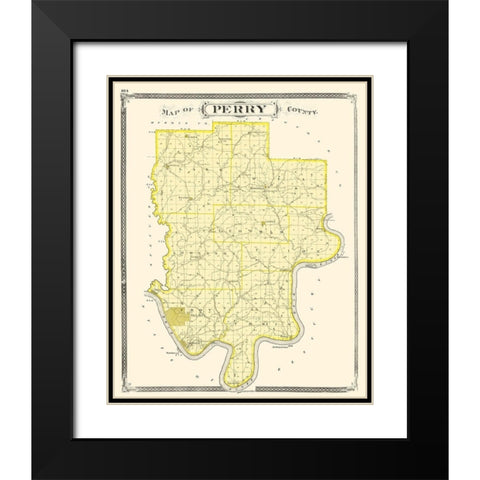 Perry Indiana - Baskin 1876 Black Modern Wood Framed Art Print with Double Matting by Baskin