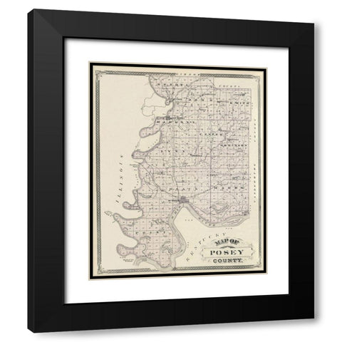 Posey Indiana Landowner - Andreas 1876 Black Modern Wood Framed Art Print with Double Matting by Andreas