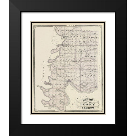 Posey Indiana Landowner - Andreas 1876 Black Modern Wood Framed Art Print with Double Matting by Andreas