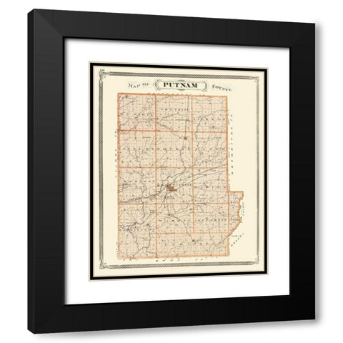 Putnam Indiana - Baskin 1876 Black Modern Wood Framed Art Print with Double Matting by Baskin