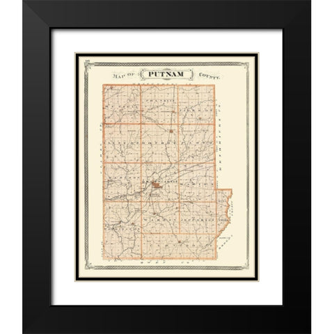 Putnam Indiana - Baskin 1876 Black Modern Wood Framed Art Print with Double Matting by Baskin