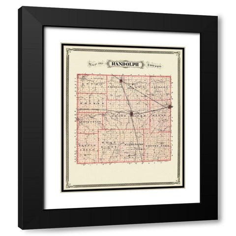 Randolph Indiana Landowner - Andreas 1876 Black Modern Wood Framed Art Print with Double Matting by Andreas