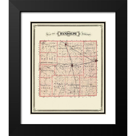 Randolph Indiana Landowner - Andreas 1876 Black Modern Wood Framed Art Print with Double Matting by Andreas