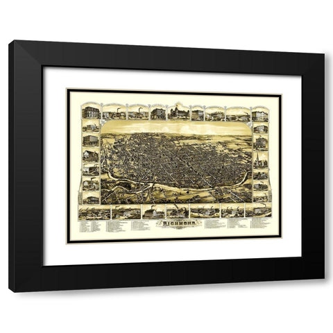 Richmond Indiana - Gilman 1884 Black Modern Wood Framed Art Print with Double Matting by Gilman
