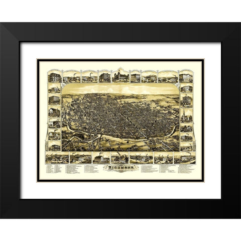 Richmond Indiana - Gilman 1884 Black Modern Wood Framed Art Print with Double Matting by Gilman