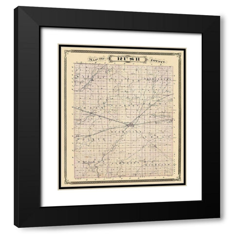 Rush Indiana Landowner - Andreas 1876 Black Modern Wood Framed Art Print with Double Matting by Andreas