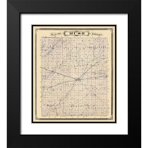 Rush Indiana Landowner - Andreas 1876 Black Modern Wood Framed Art Print with Double Matting by Andreas