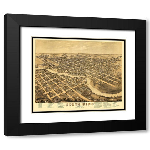 South Bend Indiana - Stoner 1874 Black Modern Wood Framed Art Print with Double Matting by Stoner
