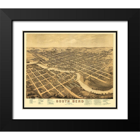South Bend Indiana - Stoner 1874 Black Modern Wood Framed Art Print with Double Matting by Stoner