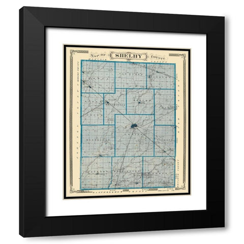 Shelby Indiana Landowner - Andreas 1876 Black Modern Wood Framed Art Print with Double Matting by Andreas