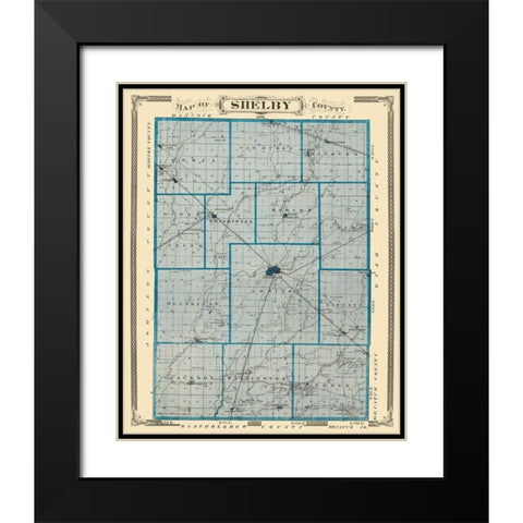 Shelby Indiana Landowner - Andreas 1876 Black Modern Wood Framed Art Print with Double Matting by Andreas