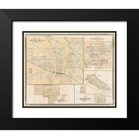 South Bend, Mishawaka, Bremen Indiana Landowner Black Modern Wood Framed Art Print with Double Matting by Baskin
