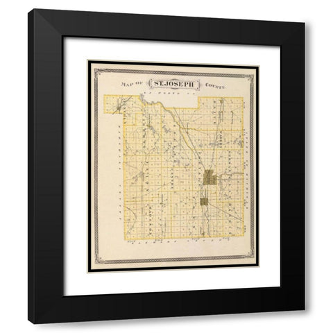 St Joseph Indiana - Andreas 1876 Black Modern Wood Framed Art Print with Double Matting by Andreas