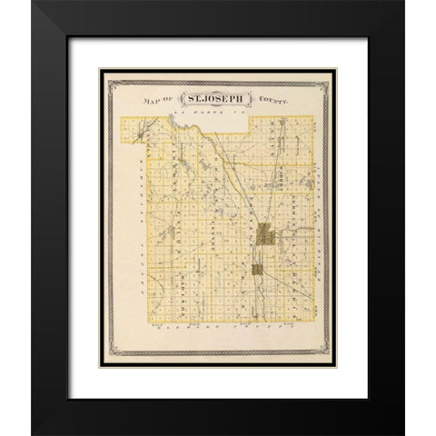 St Joseph Indiana - Andreas 1876 Black Modern Wood Framed Art Print with Double Matting by Andreas