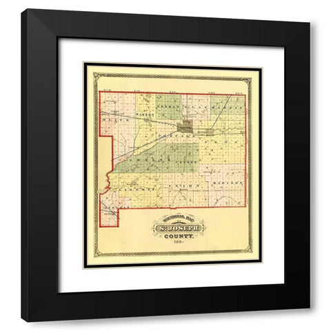 St Joseph Indiana - Higgins 1875 Black Modern Wood Framed Art Print with Double Matting by Higgins