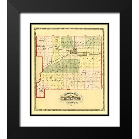 St Joseph Indiana - Higgins 1875 Black Modern Wood Framed Art Print with Double Matting by Higgins