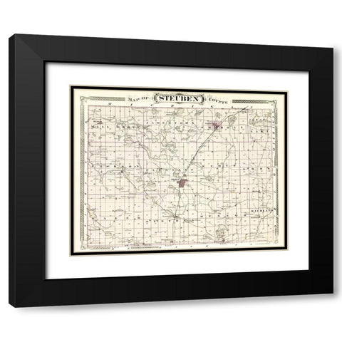 Steuben Indiana - Baskin 1876 Black Modern Wood Framed Art Print with Double Matting by Baskin