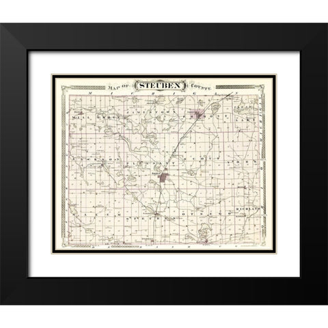 Steuben Indiana - Baskin 1876 Black Modern Wood Framed Art Print with Double Matting by Baskin