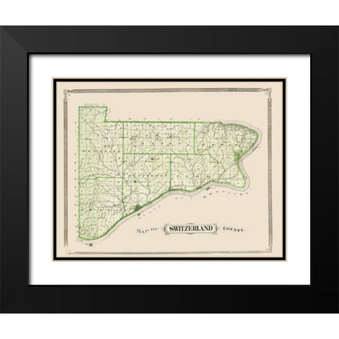 Switzerland Indiana - Andreas 1876 Black Modern Wood Framed Art Print with Double Matting by Andreas