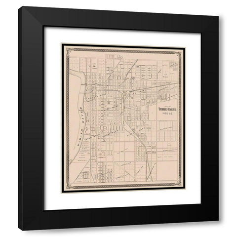 Terre Haute Indiana Landowner - Baskin 1876 Black Modern Wood Framed Art Print with Double Matting by Baskin