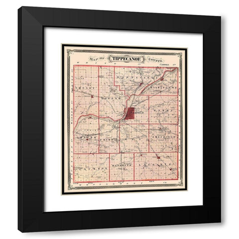 Tippecanoe Indiana Landowner - Andreas 1876 Black Modern Wood Framed Art Print with Double Matting by Andreas