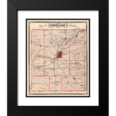 Tippecanoe Indiana Landowner - Andreas 1876 Black Modern Wood Framed Art Print with Double Matting by Andreas