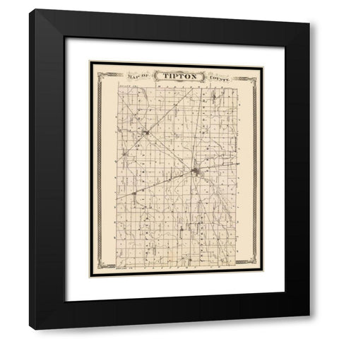 Tipton Indiana Landowner - Andreas 1876 Black Modern Wood Framed Art Print with Double Matting by Andreas