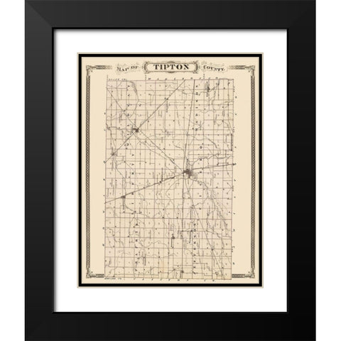 Tipton Indiana Landowner - Andreas 1876 Black Modern Wood Framed Art Print with Double Matting by Andreas