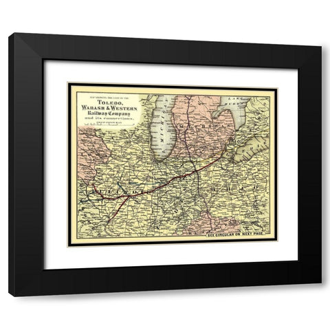 Toledo, Wabash and Western Railway 1 - Colton 1873 Black Modern Wood Framed Art Print with Double Matting by Colton