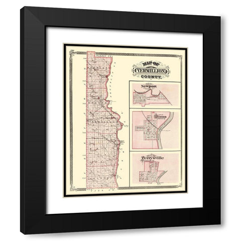 Vermillion Indiana - Baskin 1876 Black Modern Wood Framed Art Print with Double Matting by Baskin
