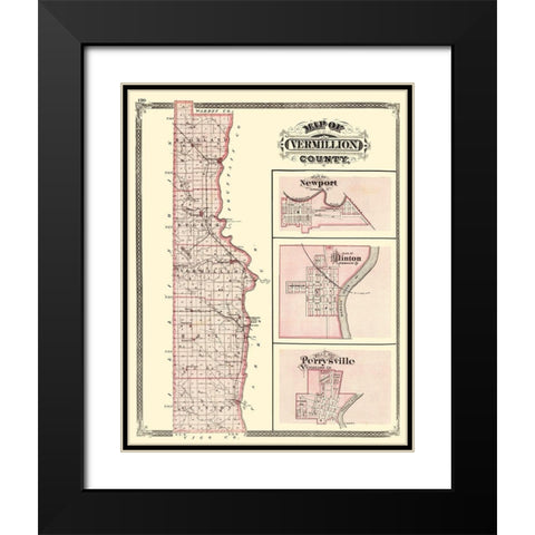 Vermillion Indiana - Baskin 1876 Black Modern Wood Framed Art Print with Double Matting by Baskin