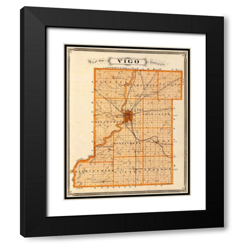 Vigo Indiana - Andreas 1876 Black Modern Wood Framed Art Print with Double Matting by Andreas