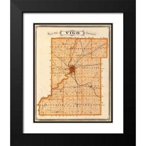Vigo Indiana - Andreas 1876 Black Modern Wood Framed Art Print with Double Matting by Andreas
