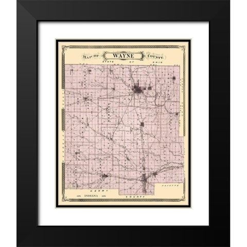 Wayne Indiana Landowner - Andreas 1876 Black Modern Wood Framed Art Print with Double Matting by Andreas